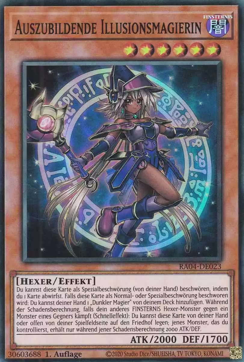 Auszubildende Illusionsmagierin RA04-DE023 ist in Super Rare Yu-Gi-Oh Karte aus Quarter Century Stampede 1.Auflage