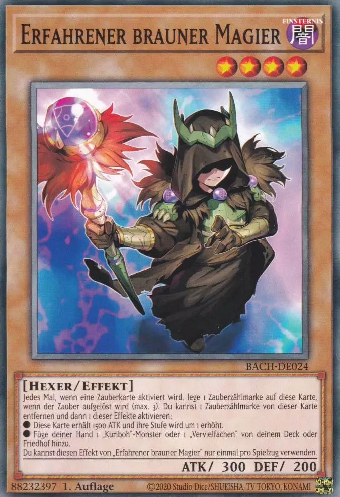 Erfahrener brauner Magier BACH-DE024 ist in Common Yu-Gi-Oh Karte aus Battle of Chaos 1.Auflage