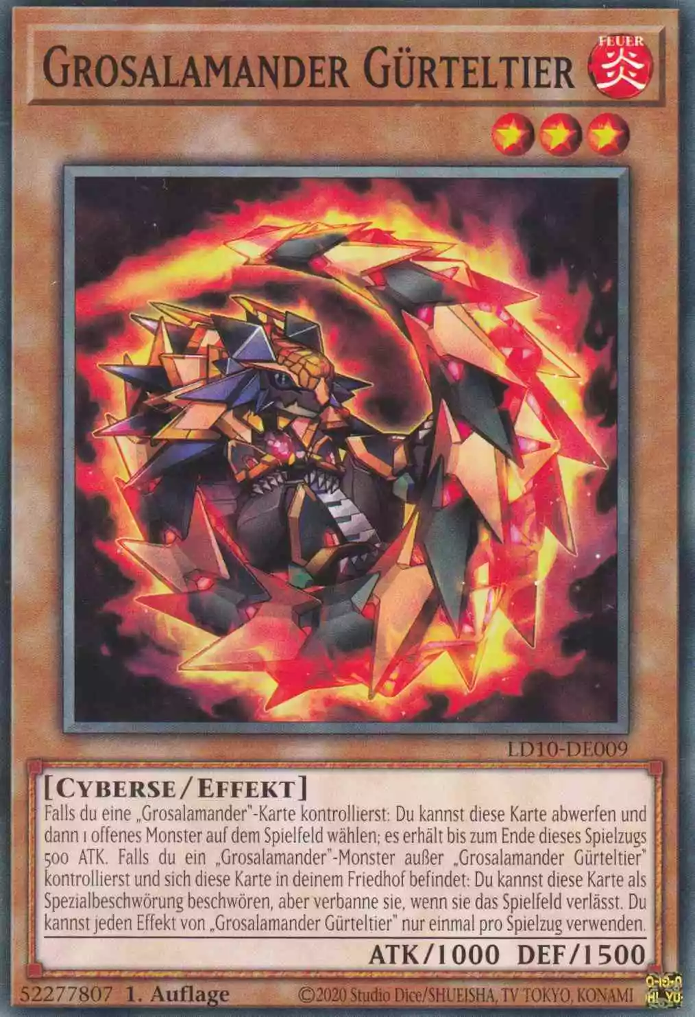 Grosalamander Gürteltier LD10-DE009 ist in Common Yu-Gi-Oh Karte aus Legendary Duelists Soulburning Volcano 1.Auflage