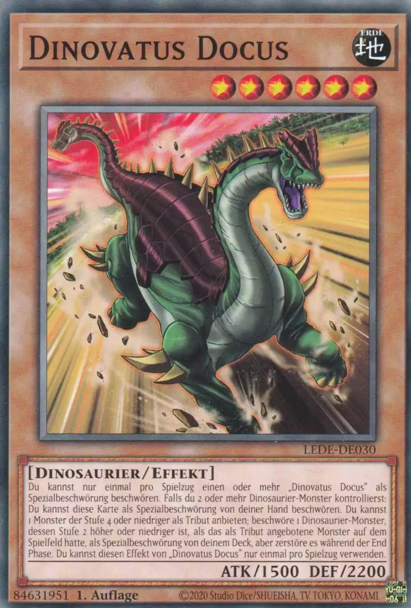 Dinovatus Docus LEDE-DE030 ist in Common Yu-Gi-Oh Karte aus Legacy Of Destruction 1.Auflage