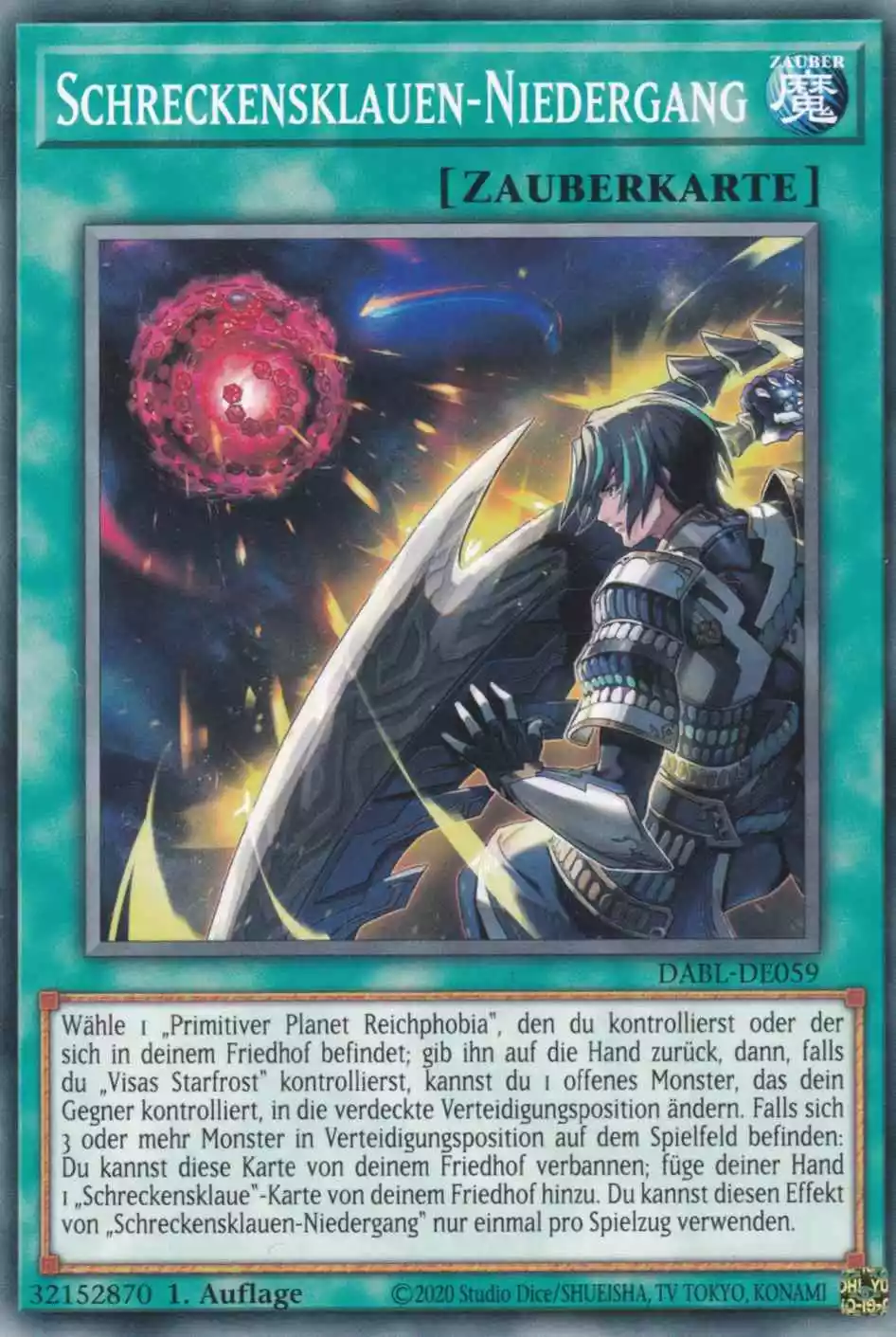 Schreckensklauen-Niedergang DABL-DE059 ist in Common Yu-Gi-Oh Karte aus Darkwing Blast 1.Auflage