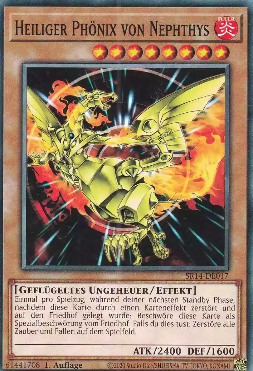 Heiliger Phönix von Nephthys SR14-DE017 ist in Common Yu-Gi-Oh Karte aus Fire Kings 1.Auflage