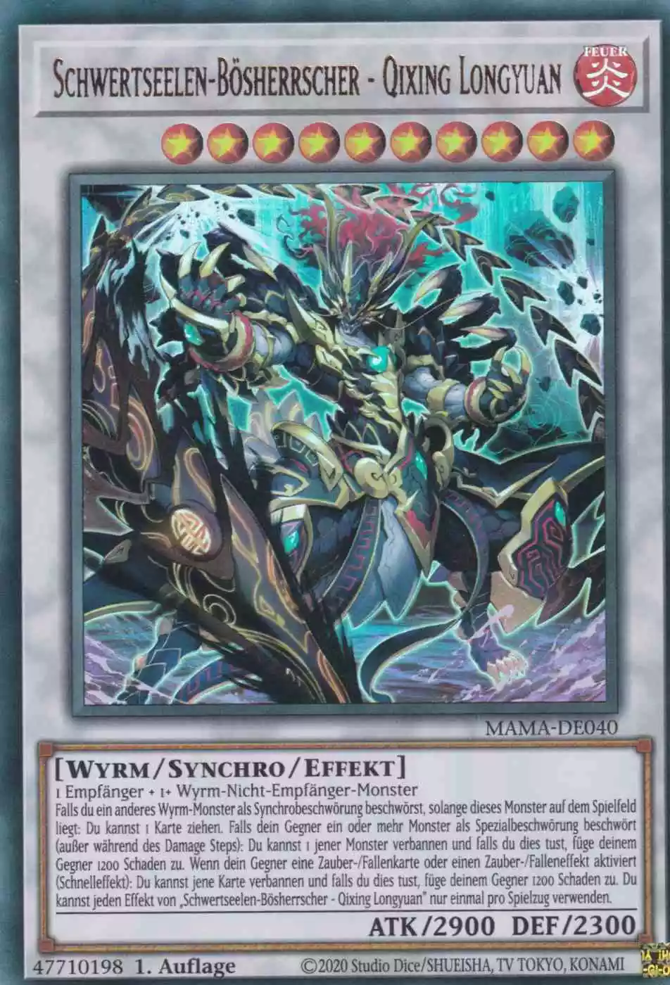 Schwertseelen-Bösherrscher - Qixing Longyuan MAMA-DE040 ist in Ultra Rare Yu-Gi-Oh Karte aus Magnificent Mavens 1.Auflage