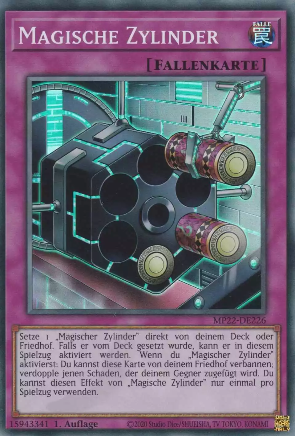Magische Zylinder MP22-DE226 ist in Super Rare Yu-Gi-Oh Karte aus Tin of the Pharaoh’s Gods 1.Auflage