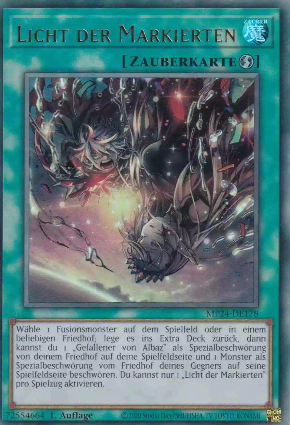 Licht der Markierten MP24-DE178 ist in Ultra Rare Yu-Gi-Oh Karte aus 25th Anniversary Tin Dueling Mirrors 1.Auflage