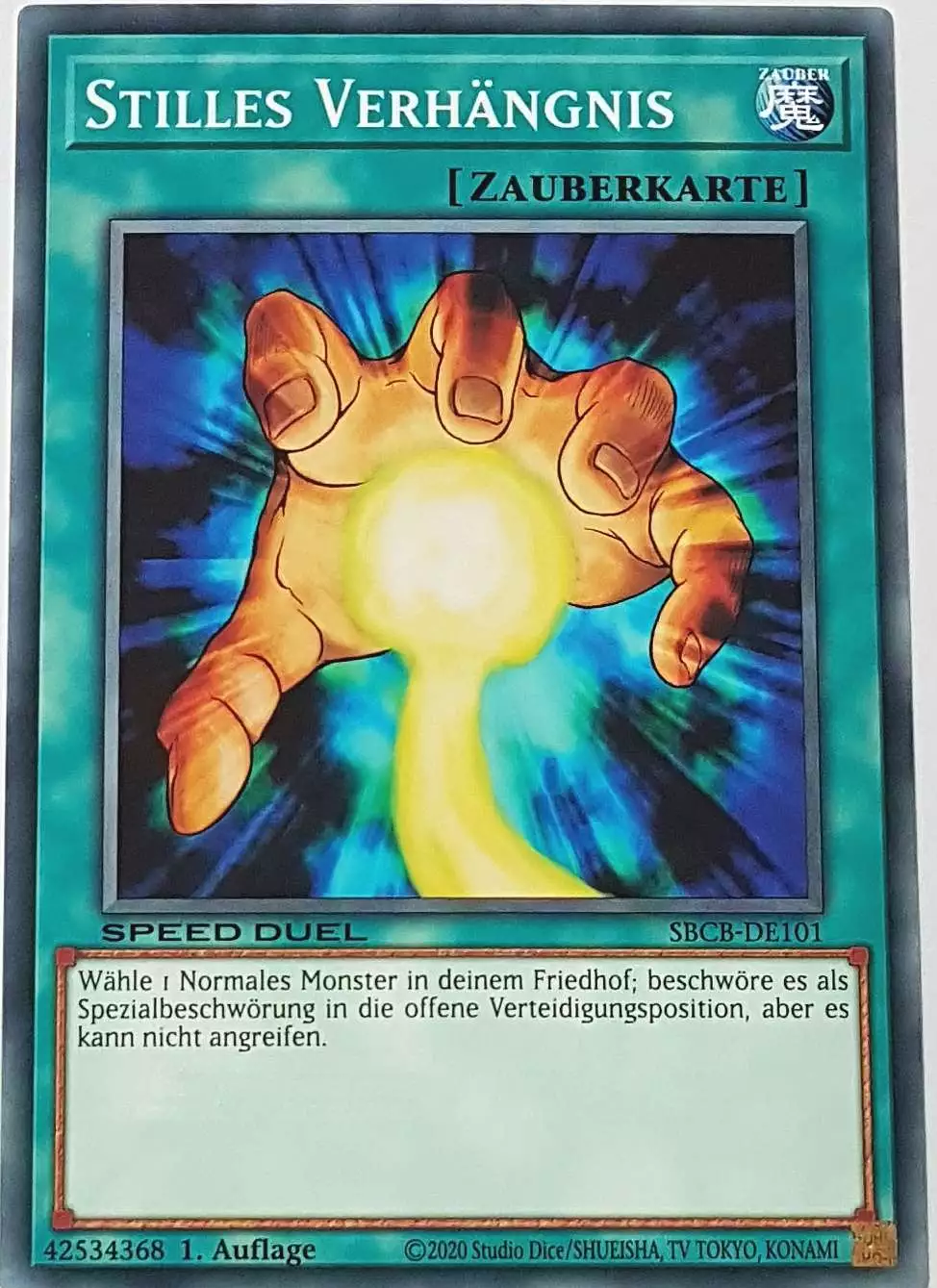 Stilles Verhängnis SBCB-DE101 ist in Common Yu-Gi-Oh Karte aus Speed Duel Battle City Box 1. Auflage