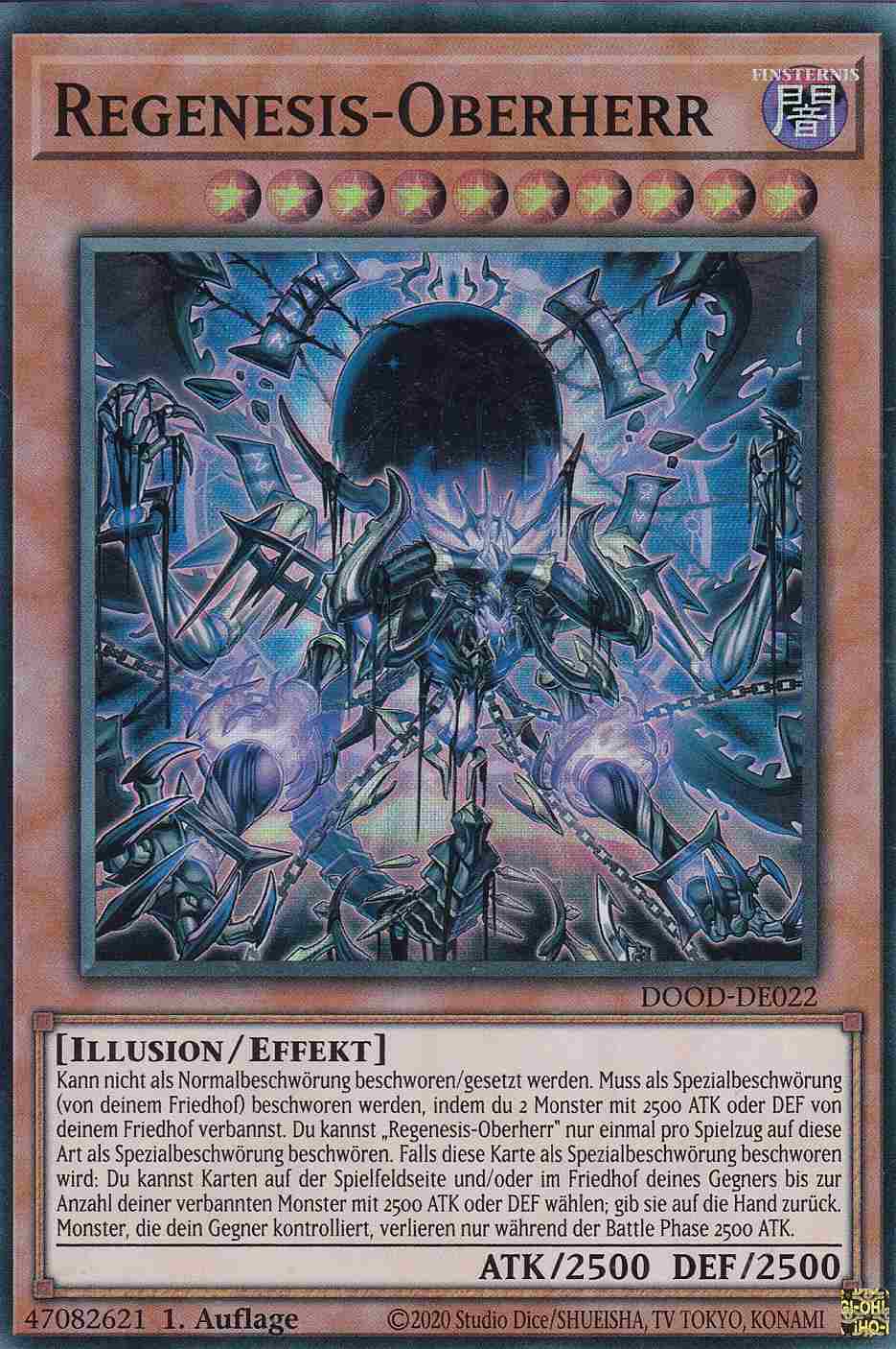Regenesis-Oberherr DOOD-DE022 ist in Super Rare Yu-Gi-Oh Karte aus Doom of Dimensions 1.Auflage