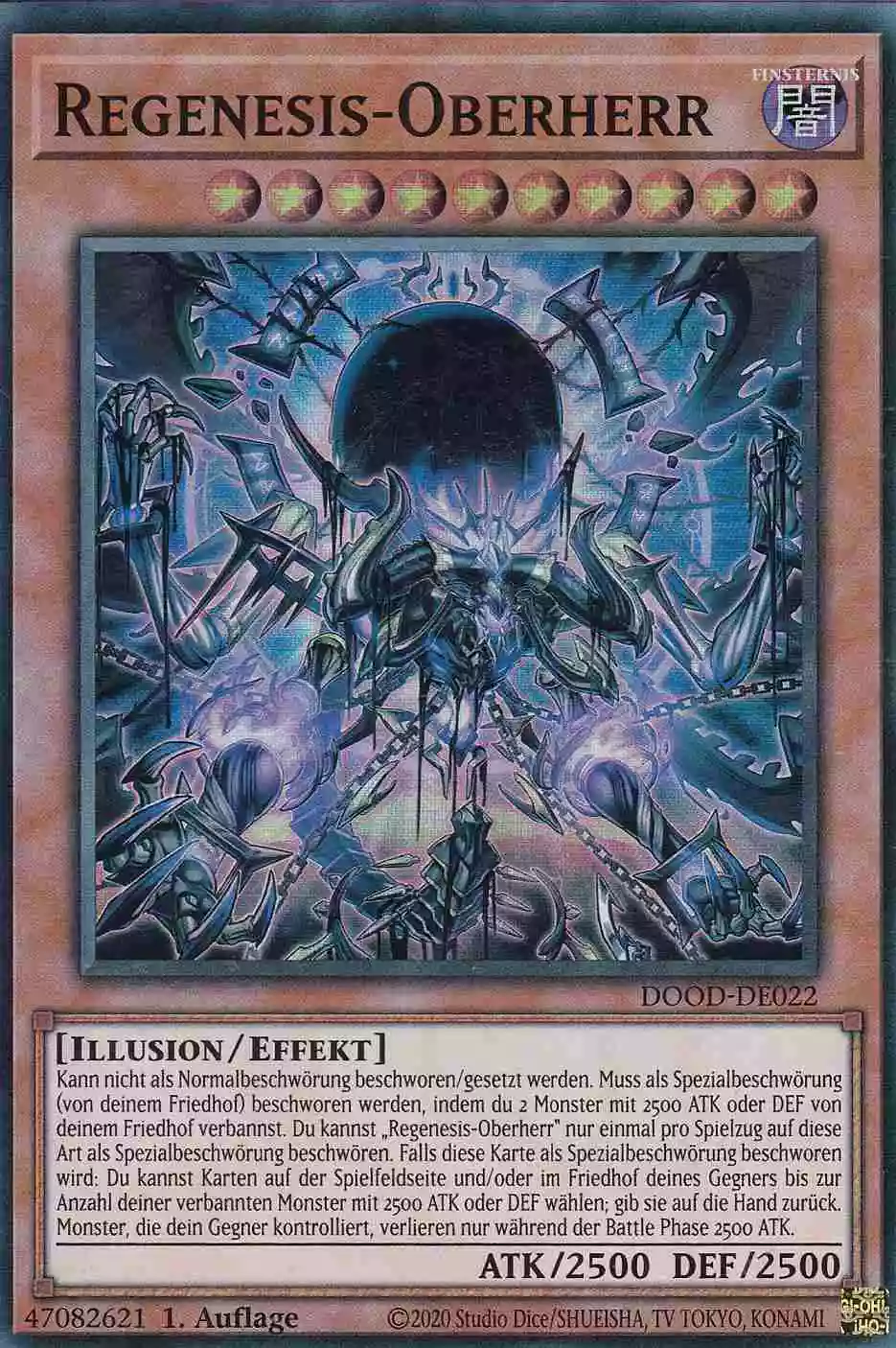 Regenesis-Oberherr DOOD-DE022 ist in Super Rare Yu-Gi-Oh Karte aus Doom of Dimensions 1.Auflage