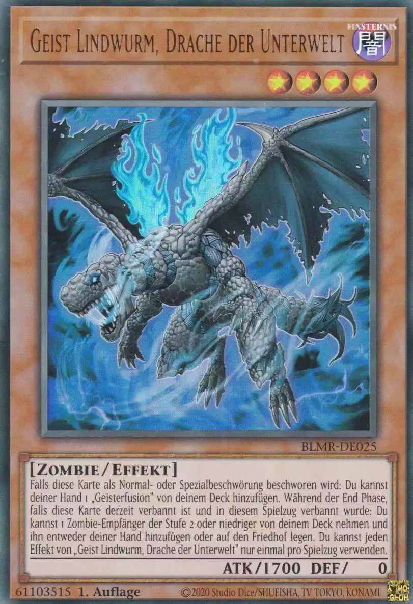 Geist Lindwurm, Drache der Unterwelt BLMR-DE025 ist in Ultra Rare Yu-Gi-Oh Karte aus Battles of Legend Monstrous Revenge 1.Auflage