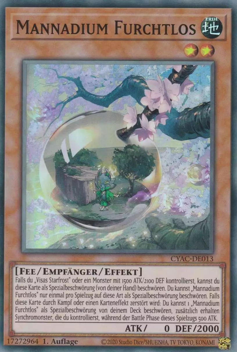 Mannadium Furchtlos CYAC-DE013 ist in Super Rare Yu-Gi-Oh Karte aus Cyberstorm Access 1.Auflage