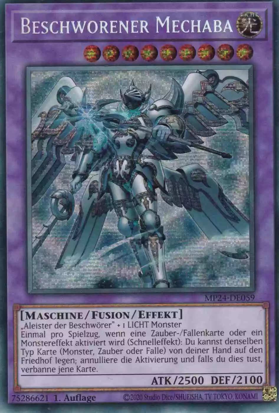 Beschworener Mechaba (alternativ art) MP24-DE059 ist in Prismatic Secret Rare Yu-Gi-Oh Karte aus 25th Anniversary Tin Dueling Mirrors 1.Auflage