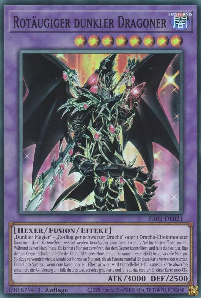 Rotäugiger dunkler Dragoner RA02-DE021 ist in Super Rare Yu-Gi-Oh Karte aus 25th Anniversary Rarity Collection 2 1.Auflage