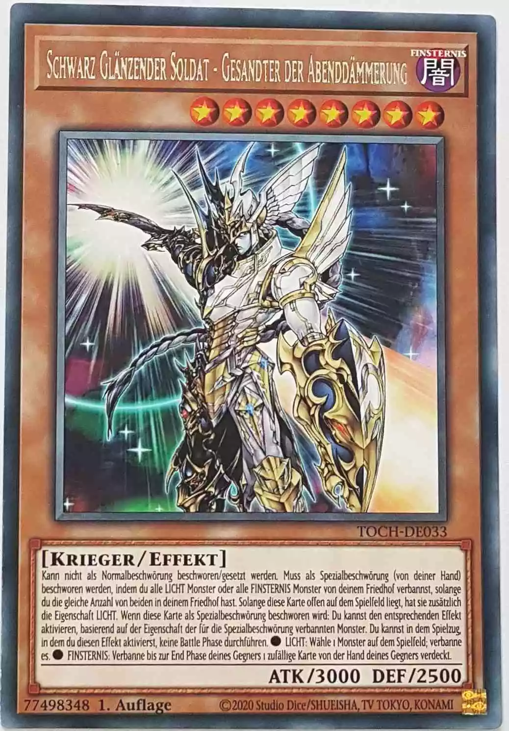 Schwarz Glänzender Soldat - Gesandter der Abenddämmerung TOCH-DE033 ist in Rare Yu-Gi-Oh Karte aus Toon Chaos 1.Auflage