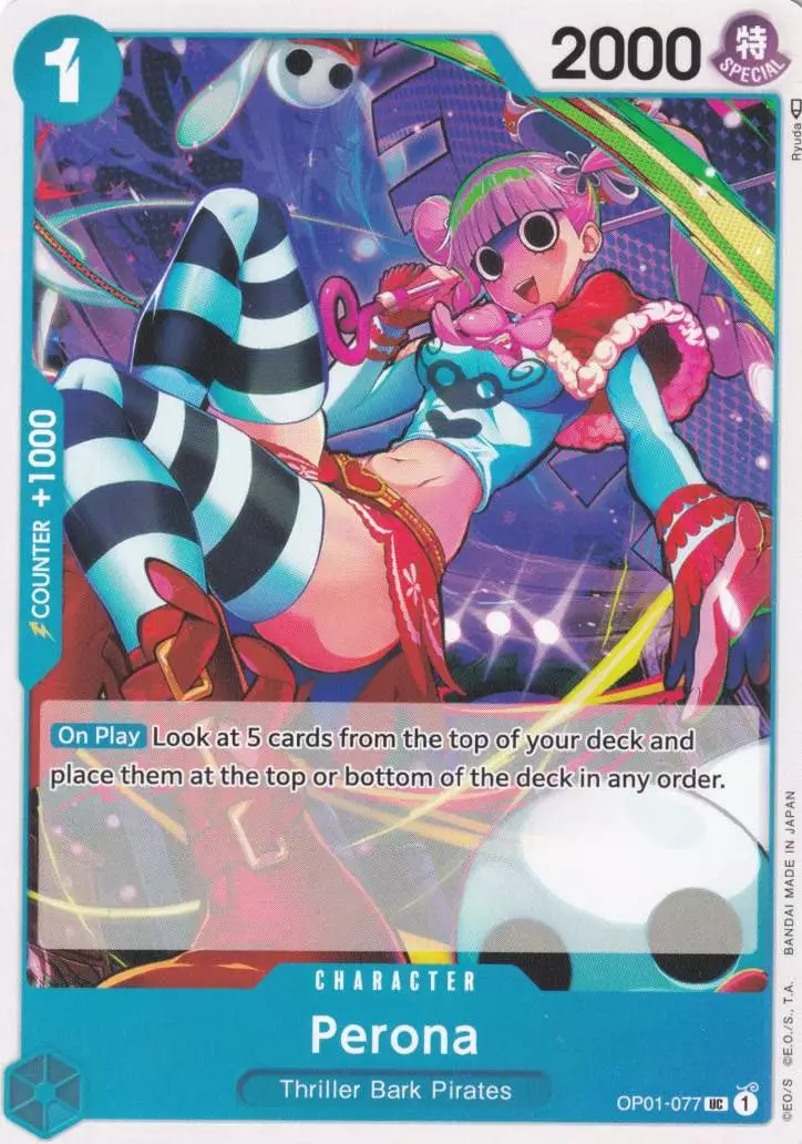 op01-077-perona-uncommon-romance-dawn Perona OP01-077 ist in Uncommon . Die One Piece Karte ist aus Romance Dawn in Normal Art.
