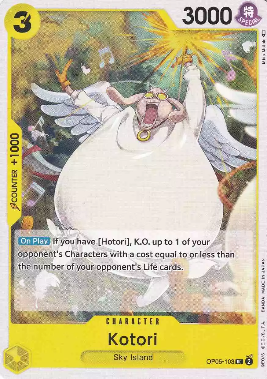 op05-103-kotori-uncommon-awakening-of-the-new-era Kotori OP05-103 ist in Uncommon. Die One Piece Karte ist aus Awakening of the New Era in Normal Art.