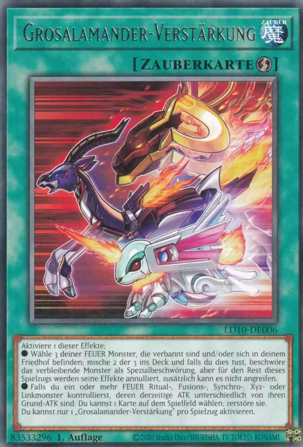Grosalamander-Verstärkung LD10-DE006 ist in Rare Yu-Gi-Oh Karte aus Legendary Duelists Soulburning Volcano 1.Auflage