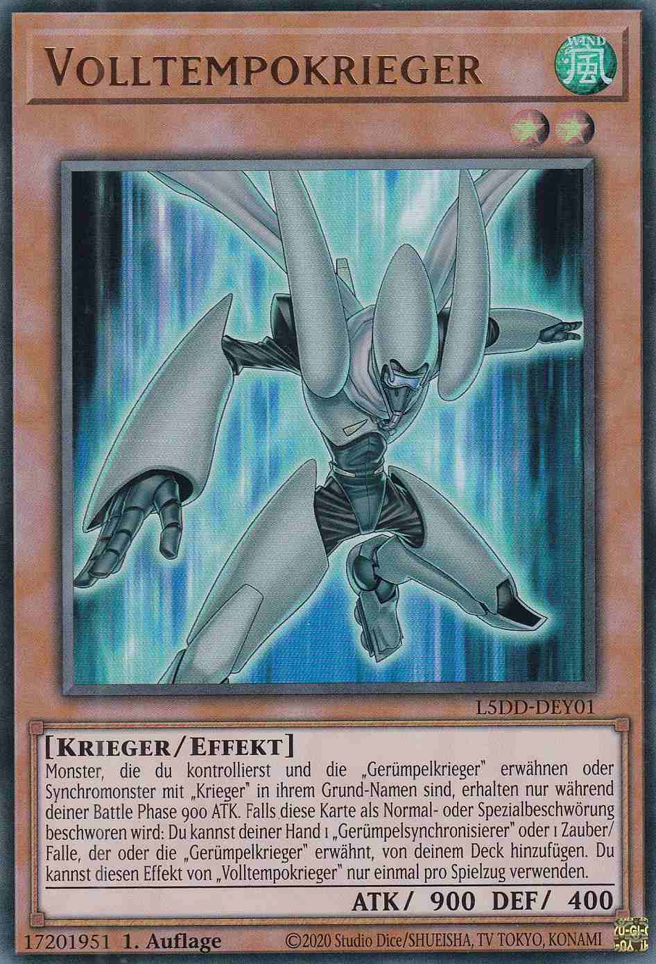 Volltempokrieger Ultra Rare L5DD-DEY01 Yugioh Karte Volltempokrieger L5DD-DEY01 ist in Ultra Rare Yu-Gi-Oh Karte aus Legendary 5D’s Decks 1.Auflage