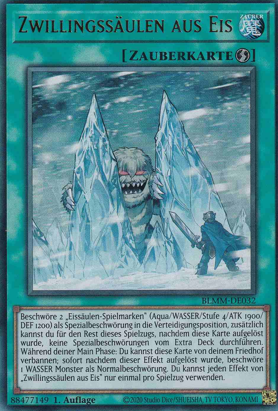 Zwillingssäulen aus Eis BLMM-DE032 ist in Ultra Rare Yu-Gi-Oh Karte aus Battles of Legend Monster Mayhem 1.Auflage