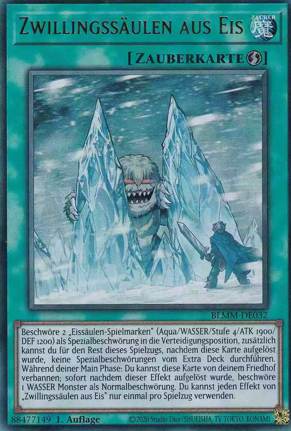 Zwillingssäulen aus Eis Ultra Rare BLMM-DE032 Yugioh Karte Zwillingssäulen aus Eis BLMM-DE032 ist in Ultra Rare Yu-Gi-Oh Karte aus Battles of Legend Monster Mayhem 1.Auflage