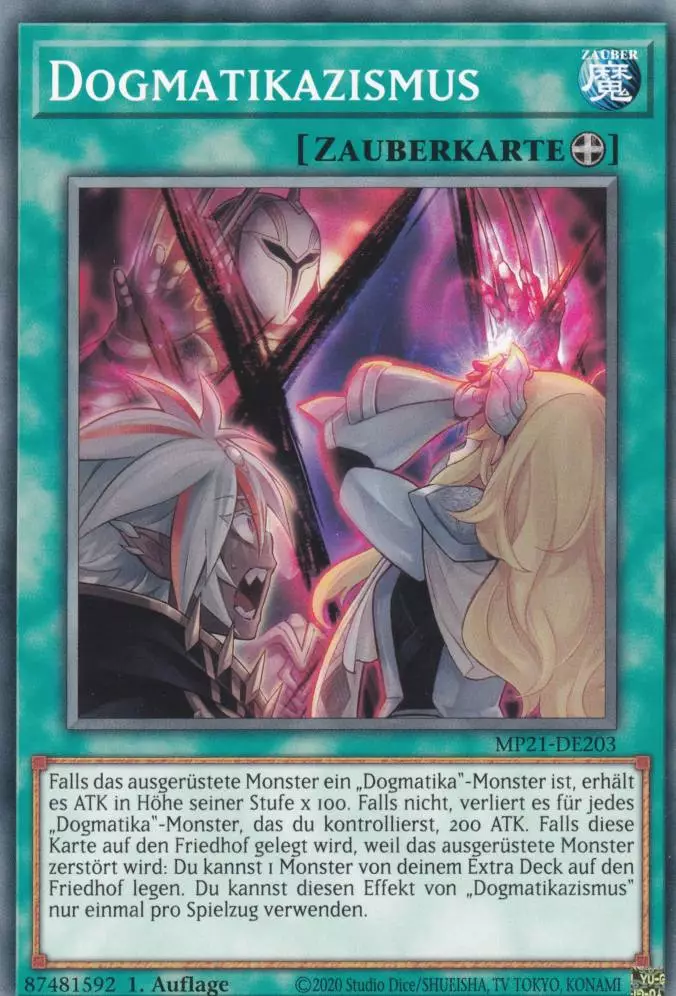 Dogmatikazismus MP21-DE203 ist in Common Yu-Gi-Oh Karte aus Tin of Ancient Battles 1.Auflage