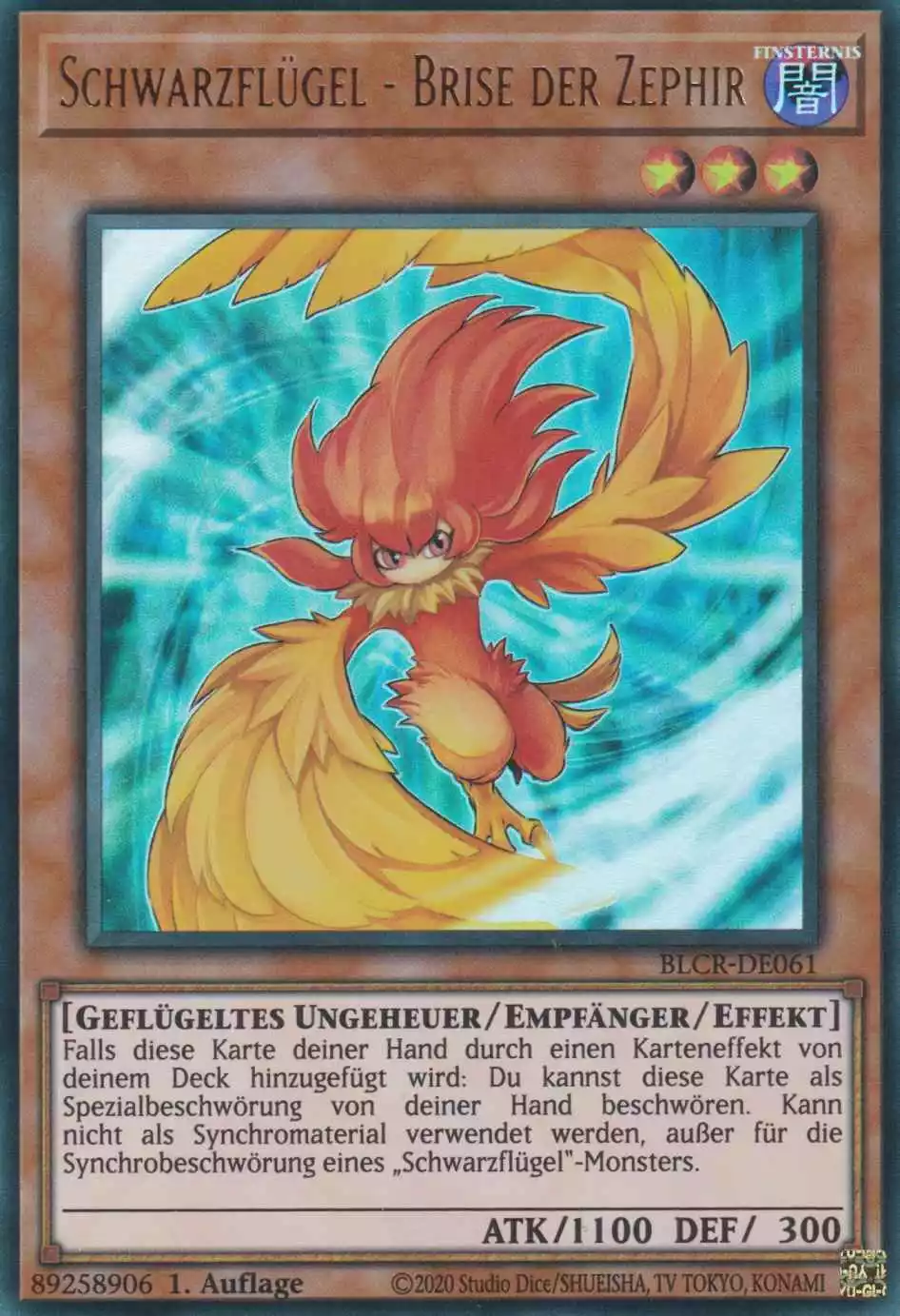 Schwarzflügel - Brise der Zephir BLCR-DE061 ist in Ultra Rare Yu-Gi-Oh Karte aus Battles of Legend Crystal Revenge 1.Auflage