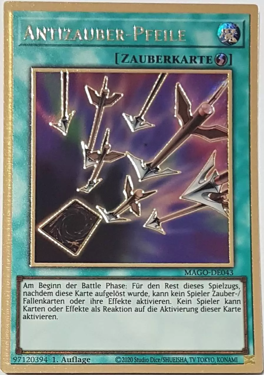 Antizauber-Pfeile MAGO-DE043 ist in Premium Gold Rare Yu-Gi-Oh Karte aus Maximum Gold 1. Auflage