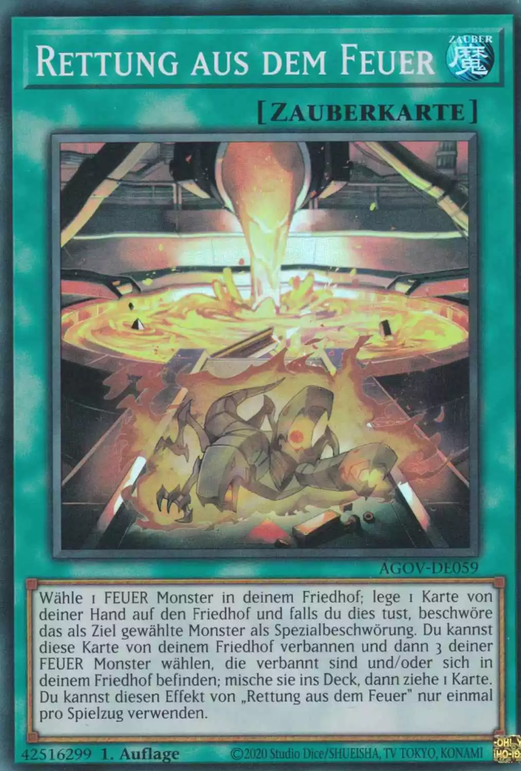 Rettung aus dem Feuer AGOV-DE059 ist in Super Rare Yu-Gi-Oh Karte aus Age of Overlord 1.Auflage