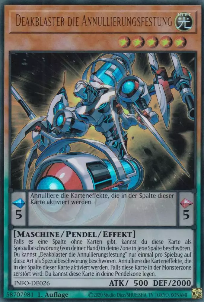 Deakblaster die Annullierungsfestung INFO-DE026 ist in Ultra Rare Yu-Gi-Oh Karte aus The Infinite Forbidden 1.Auflage