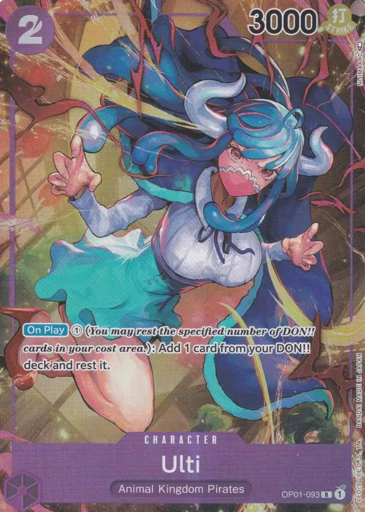 Ulti OP01-093 ist in Rare. Die One Piece Karte ist aus Romance Dawn in Parallel Alternative Art.