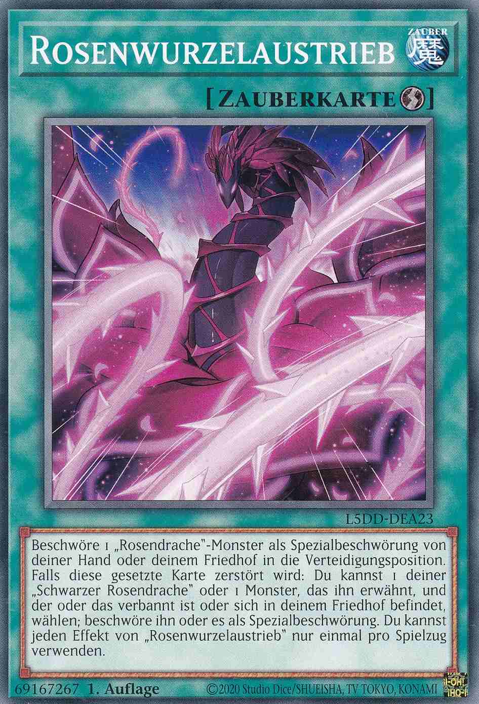 Rosenwurzelaustrieb Common L5DD-DEA23 Yugioh Karte Rosenwurzelaustrieb L5DD-DEA23 ist in Common Yu-Gi-Oh Karte aus Legendary 5D’s Decks 1.Auflage