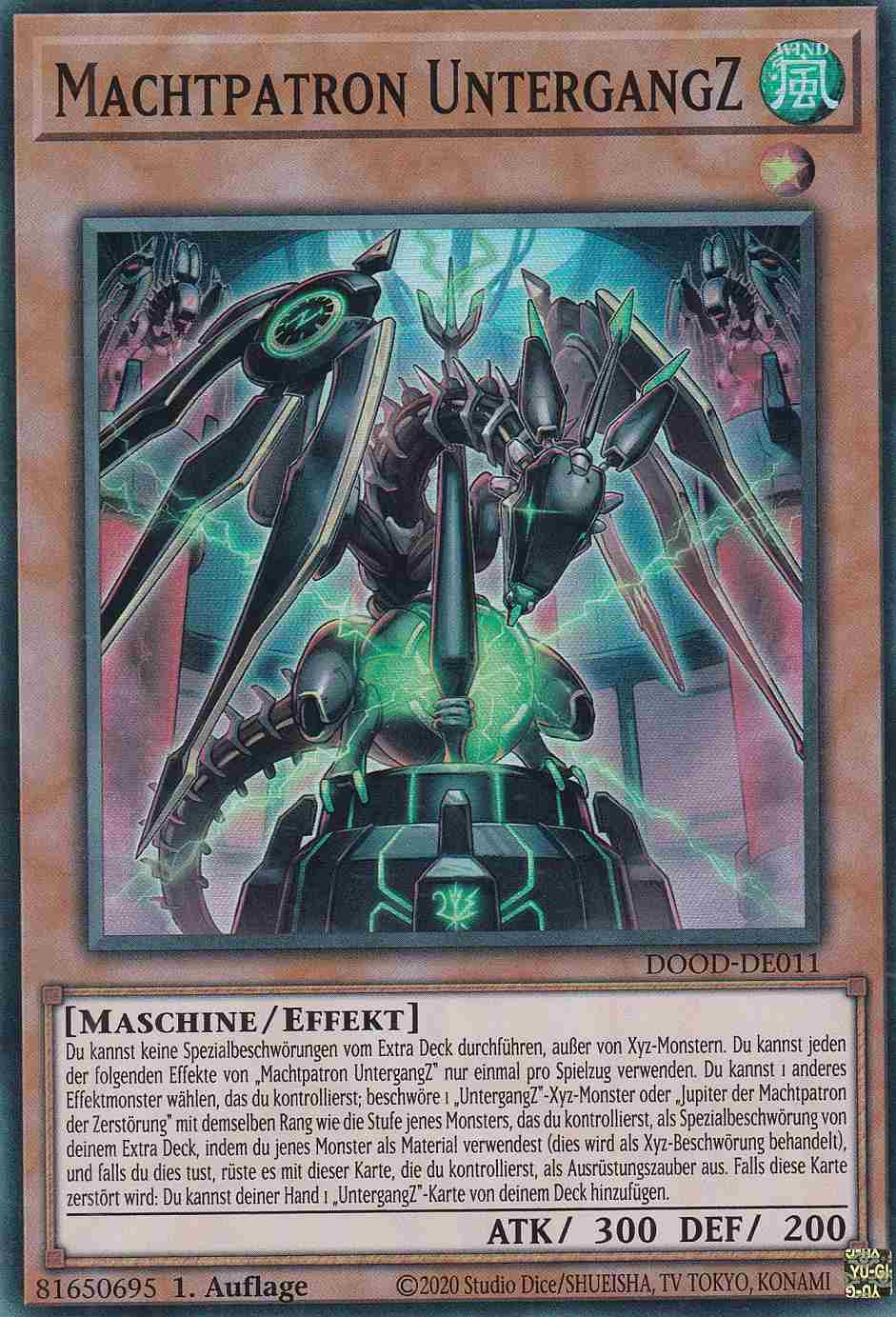Machtpatron UntergangZ DOOD-DE011 ist in Super Rare Yu-Gi-Oh Karte aus Doom of Dimensions 1.Auflage