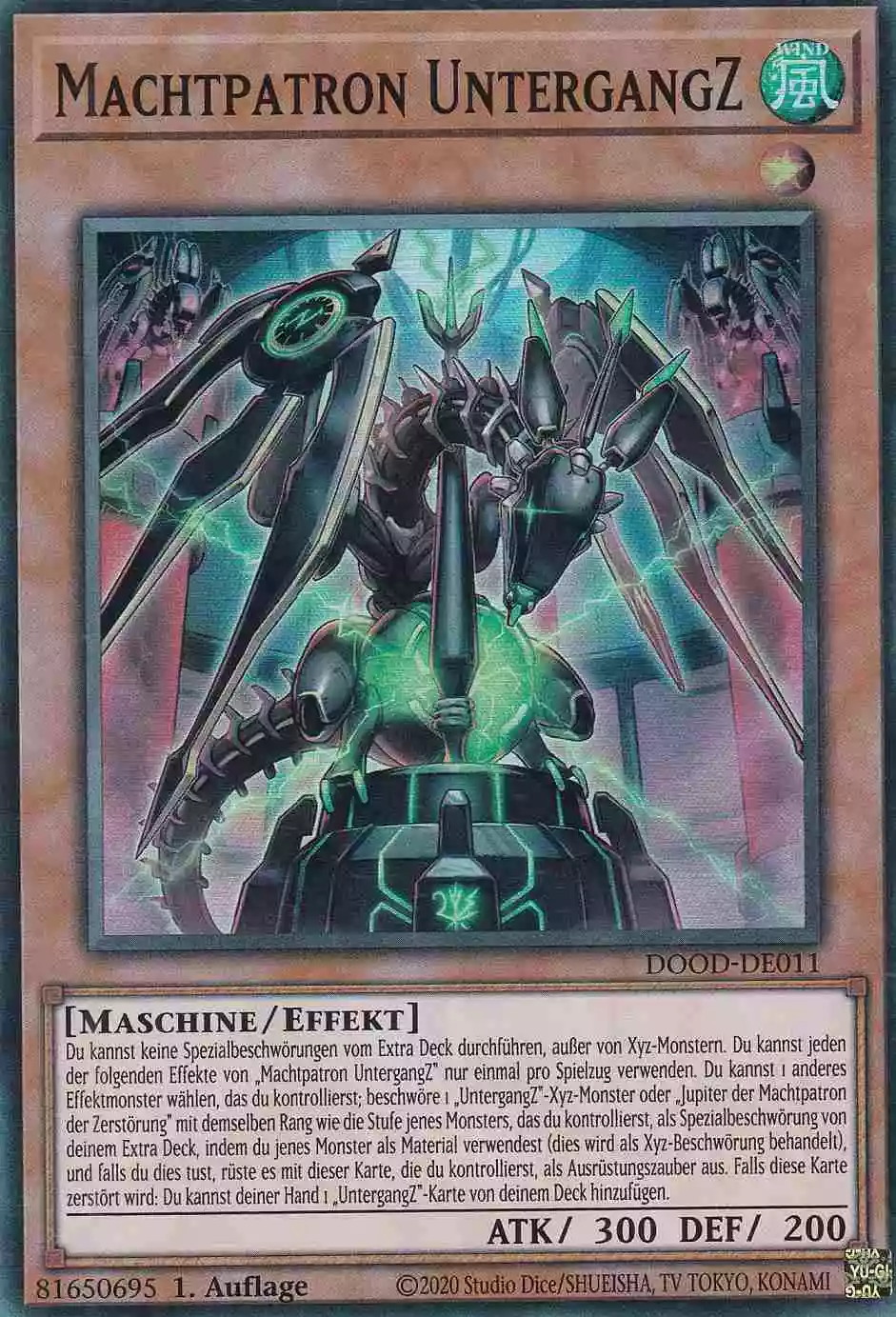 Machtpatron UntergangZ Super Rare DOOD-DE011 Yugioh Karte Machtpatron UntergangZ DOOD-DE011 ist in Super Rare Yu-Gi-Oh Karte aus Doom of Dimensions 1.Auflage
