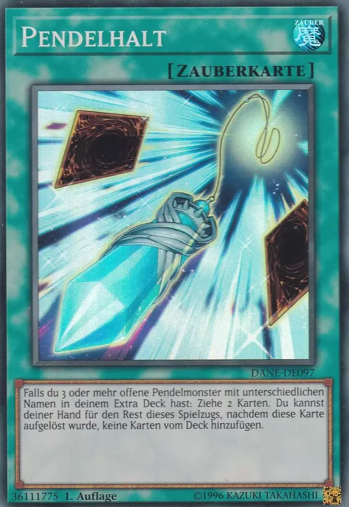 Pendelhalt DANE-DE097 ist in Super Rare Yu-Gi-Oh Karte aus Dark Neostorm 1.Auflage