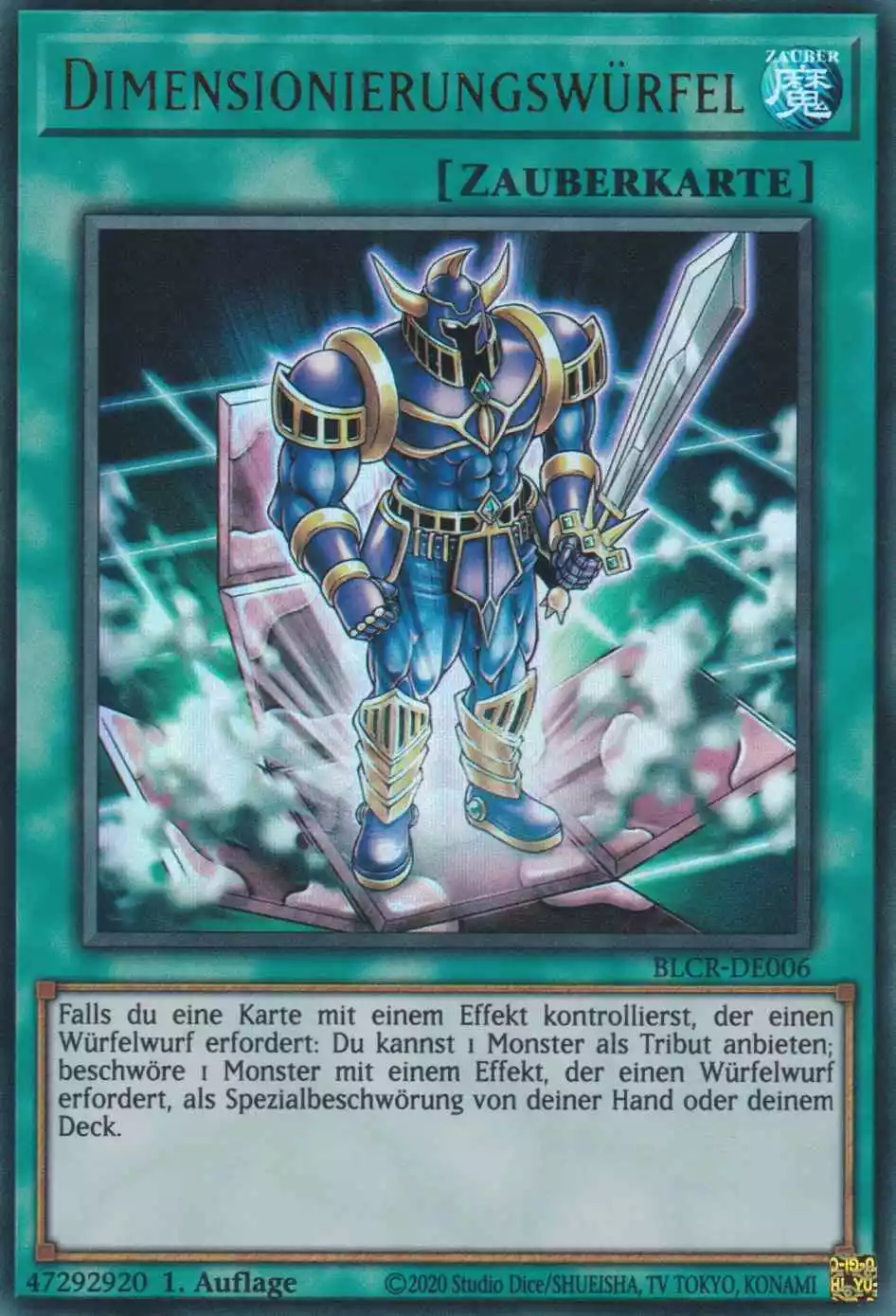 Dimensionierungswürfel BLCR-DE006 ist in Ultra Rare Yu-Gi-Oh Karte aus Battles of Legend Crystal Revenge 1.Auflage