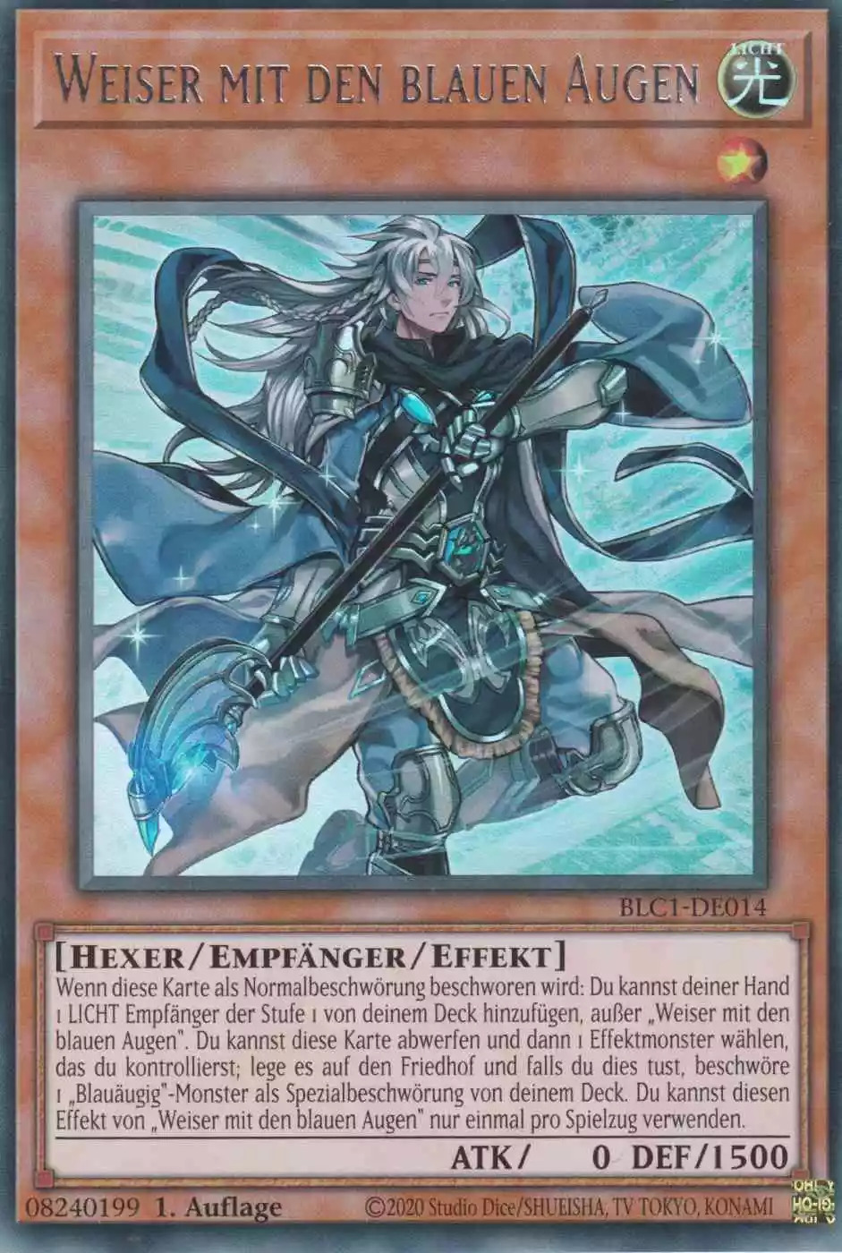 Weiser mit den blauen Augen BLC1-DE014 ist in Silber Ultra Rare Yu-Gi-Oh Karte aus Battles of Legend Chapter 1 1.Auflage