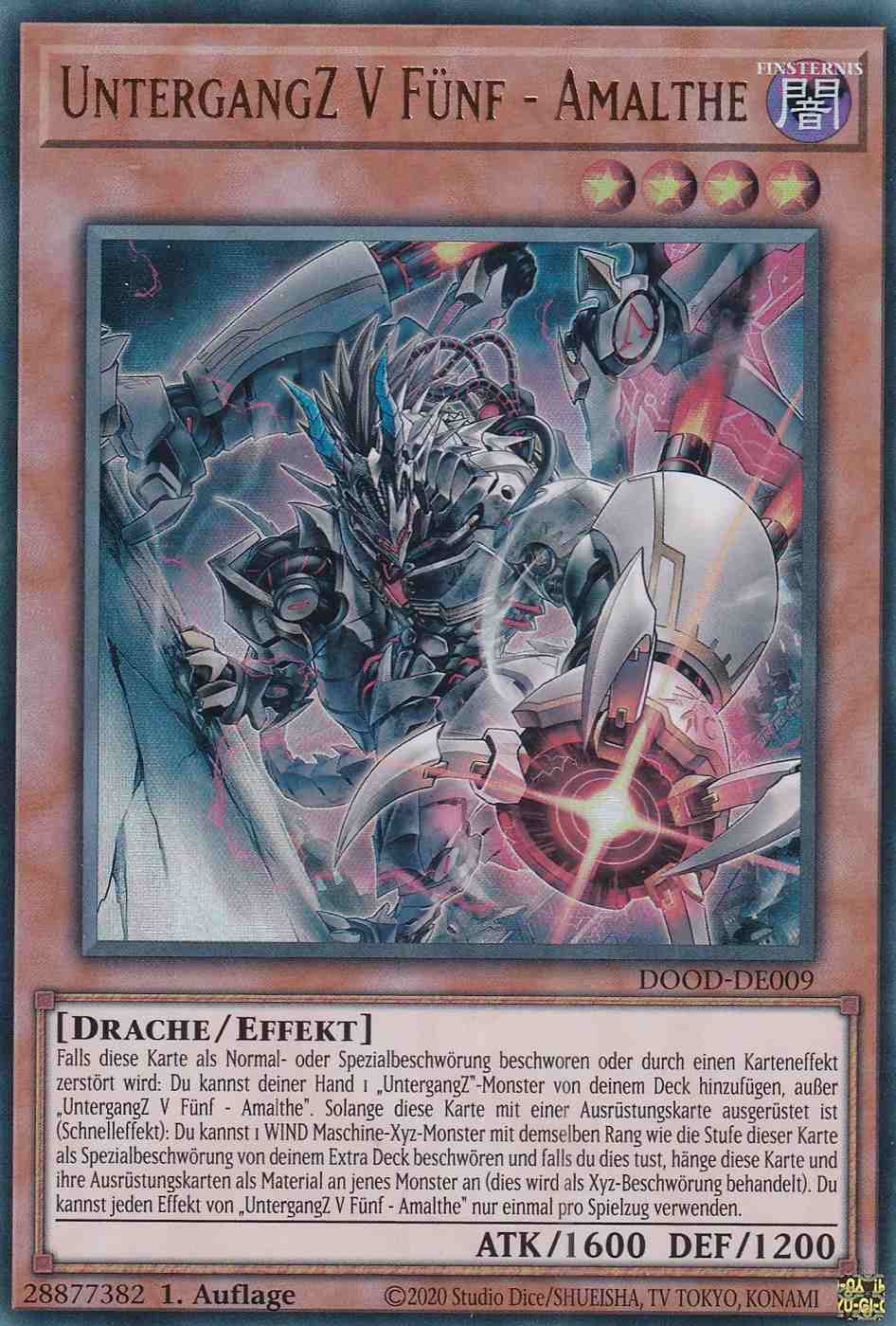 UntergangZ V Fünf - Amalthe DOOD-DE009 ist in Ultra Rare Yu-Gi-Oh Karte aus Doom of Dimensions 1.Auflage