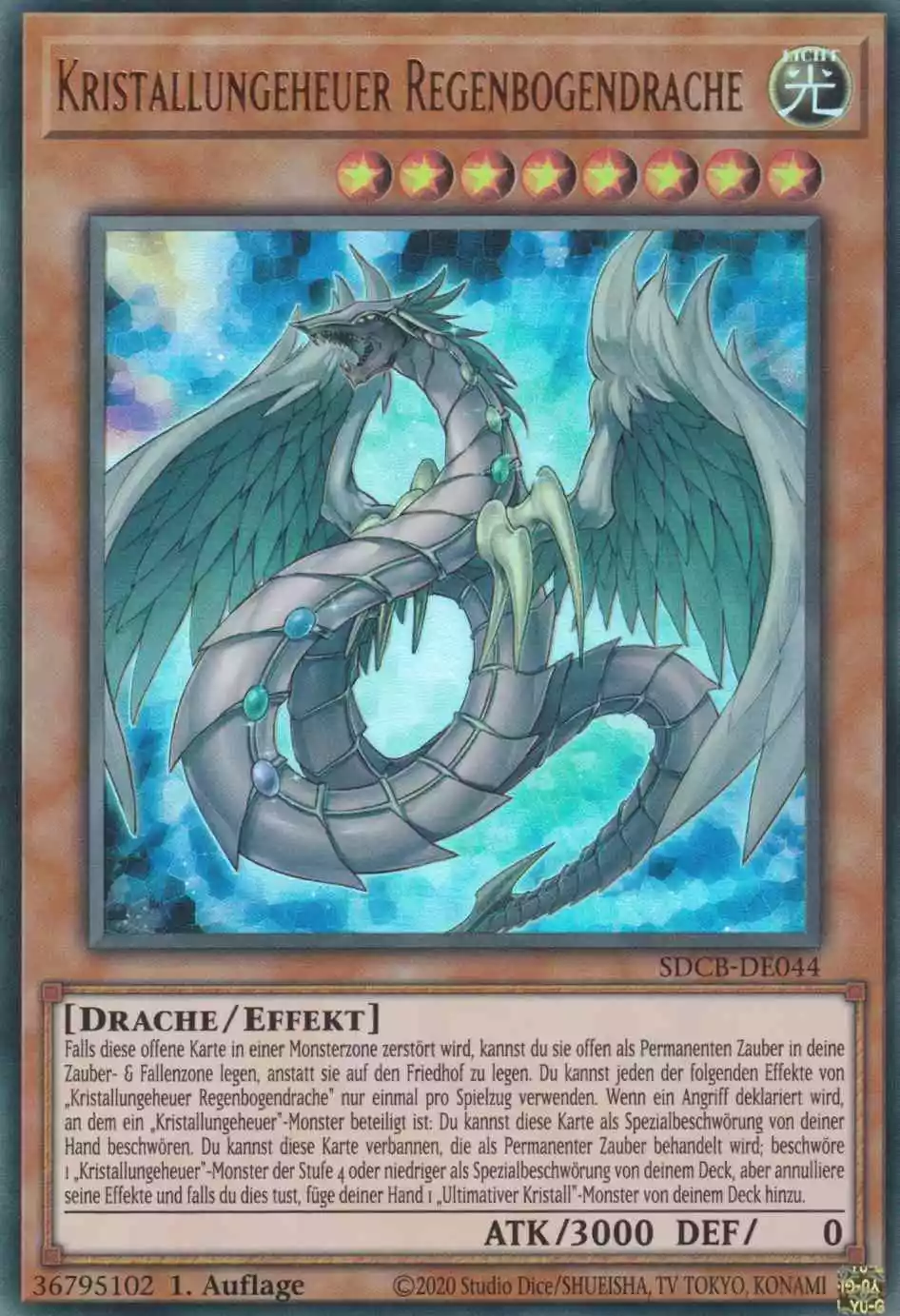 Kristallungeheuer Regenbogendrache SDCB-DE044 ist in Ultra Rare Yu-Gi-Oh Karte aus Structure Deck: Legend of the Crystal Beasts 1.Auflage