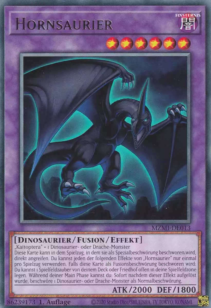 Hornsaurier MZMI-DE013 ist in Rare Yu-Gi-Oh Karte aus Maze of Millennia 1.Auflage