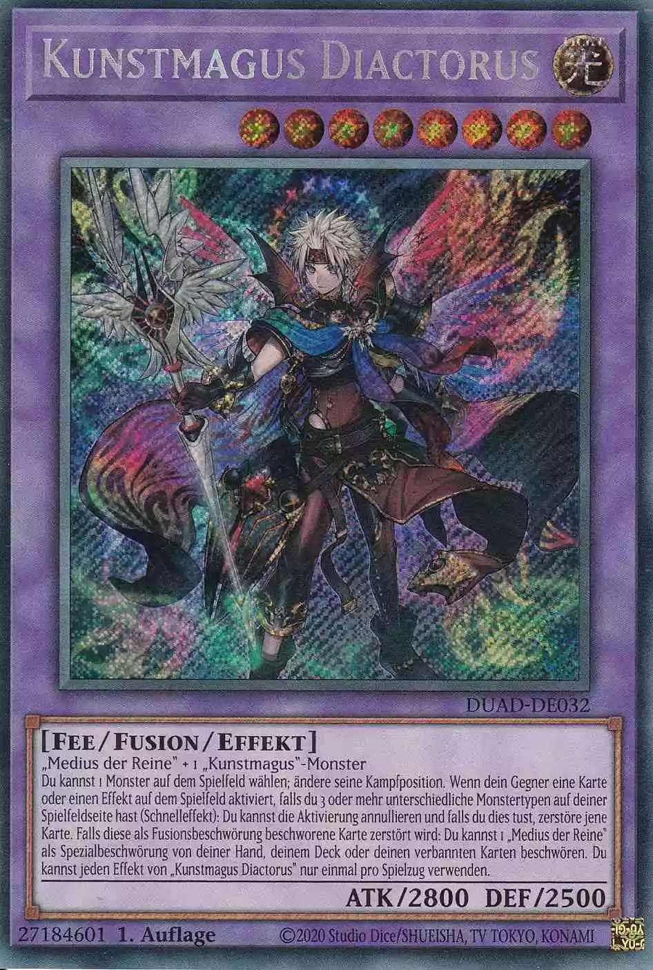 Kunstmagus Diactorus Secret Rare DUAD-DE032 Yugioh Karte Kunstmagus Diactorus DUAD-DE032 ist in Secret Rare Yu-Gi-Oh Karte aus Duelist’s Advance 1.Auflage