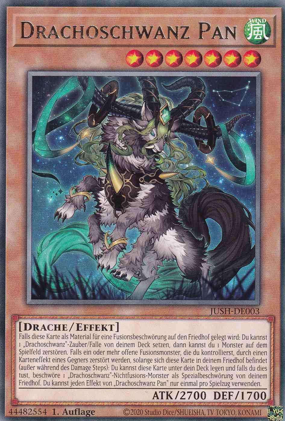Drachoschwanz Pan JUSH-DE003 ist in Rare Yu-Gi-Oh Karte aus Justice Hunters 1.Auflage
