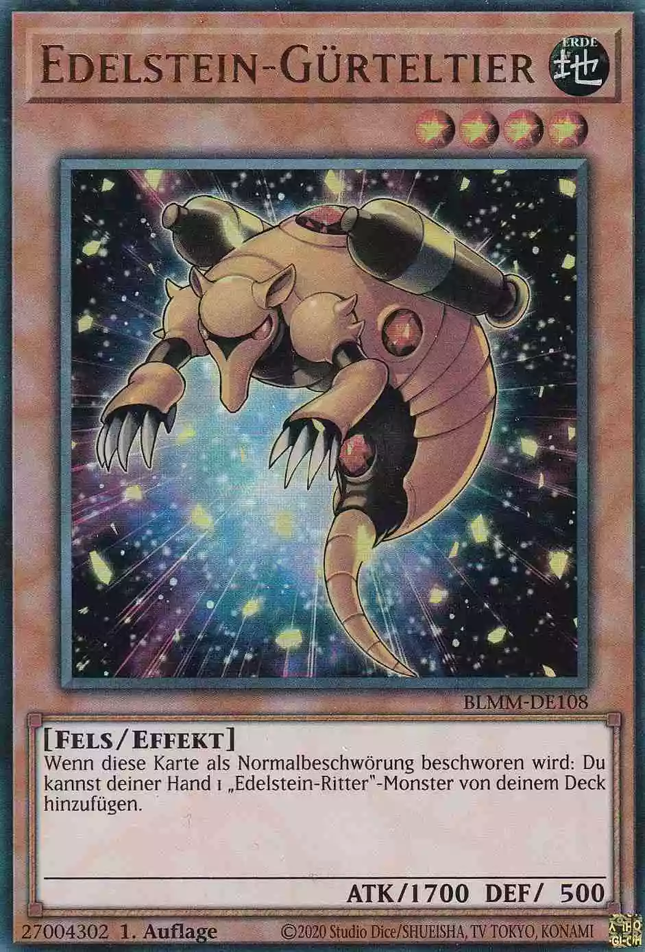 Edelstein-Gürteltier BLMM-DE108 ist in Ultra Rare Yu-Gi-Oh Karte aus Battles of Legend Monster Mayhem 1.Auflage