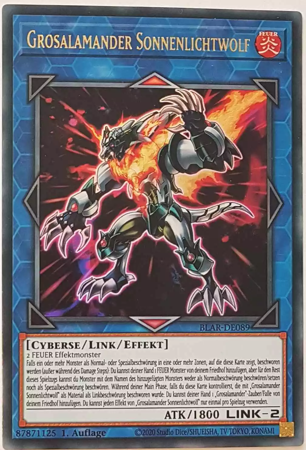 Grosalamander Sonnenlichtwolf BLAR-DE089 ist in Ultra Rare Yu-Gi-Oh Karte aus Battles of Legend: Armageddon 1.Auflage