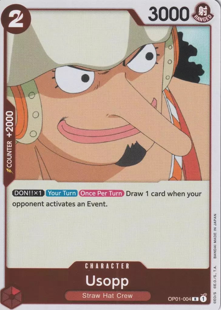 op01-004-usopp-rare-romance-dawn Usopp OP01-004 ist in Rare. Die One Piece Karte ist aus Romance Dawn in Normal Art.