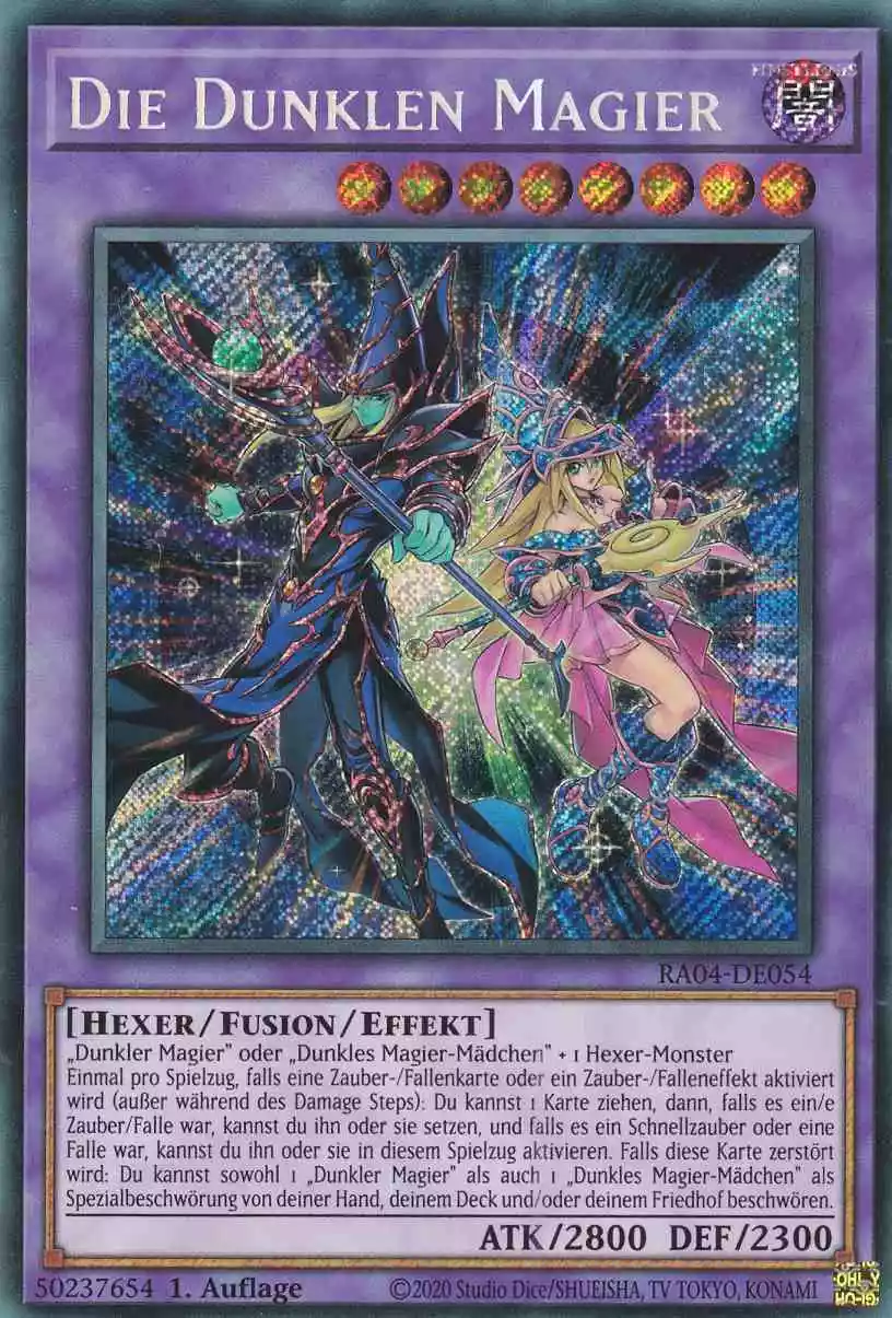 Die Dunklen Magier RA04-DE054 ist in Secret Rare Yu-Gi-Oh Karte aus Quarter Century Stampede 1.Auflage