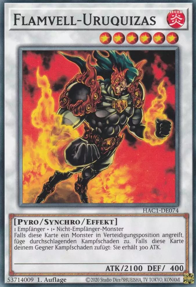 Flamvell-Uruquizas HAC1-DE074 ist in Common Yu-Gi-Oh Karte aus Hidden Arsenal Chapter 1 1.Auflage