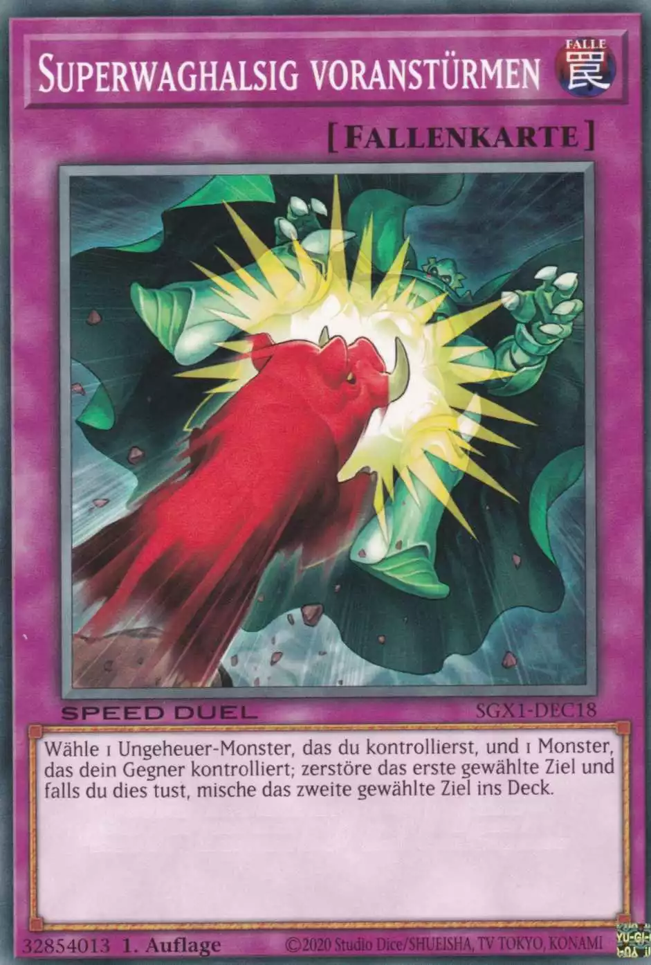 Superwaghalsig voranstürmen SGX1-DEC18 ist in Common Yu-Gi-Oh Karte aus Speed Duel GX Duel Academy Box 1.Auflage