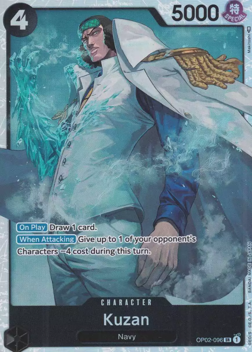 Kuzan OP02-096 ist in Super Rare. Die One Piece Karte ist aus Paramount War OP-02 in Normal Art.