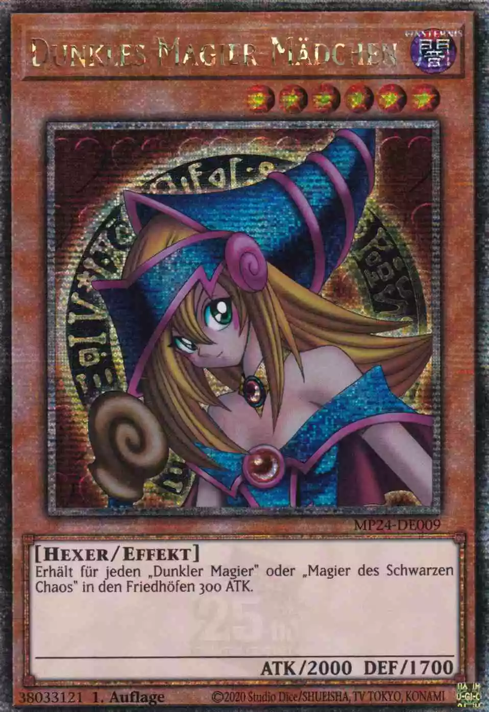 Dunkles Magier-Mädchen MP24-DE009 ist in Quarter Century Secret Rare Yu-Gi-Oh Karte aus 25th Anniversary Tin Dueling Mirrors 1.Auflage