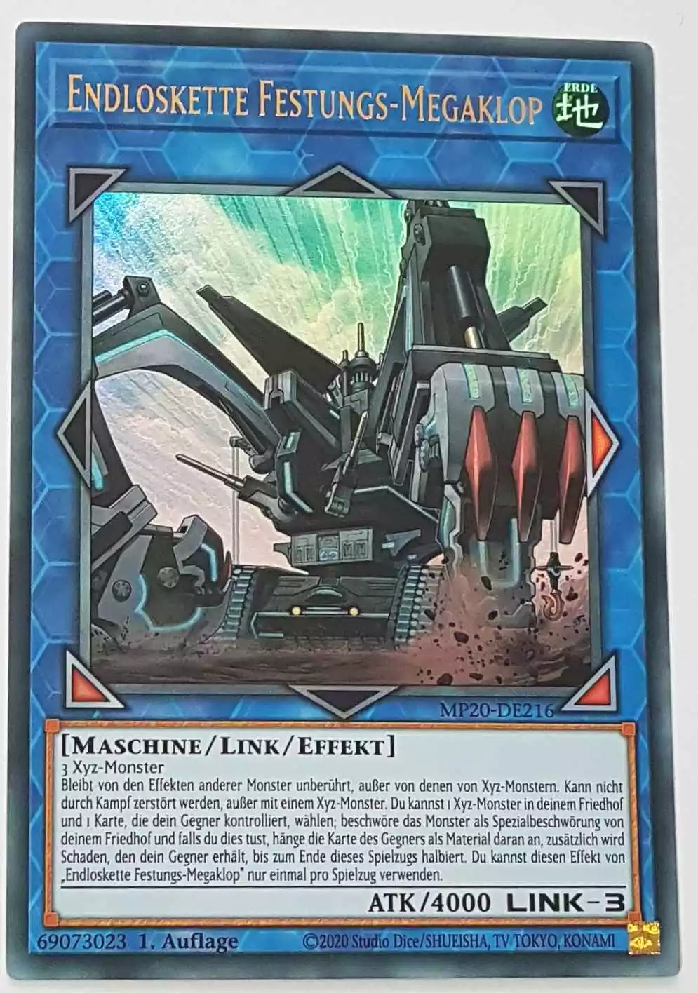 Endloskette Festungs-Megaklop MP20-DE216 ist in Ultra Rare Yu-Gi-Oh Karte aus 2020 Tin of Lost Memories 1.Auflage