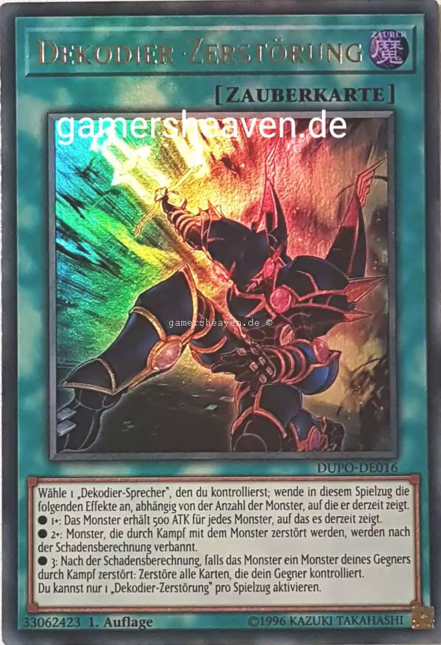 Dekodier-Zerstörung DUPO-DE016 ist in Ultra Rare aus Duel Power 1.Auflage